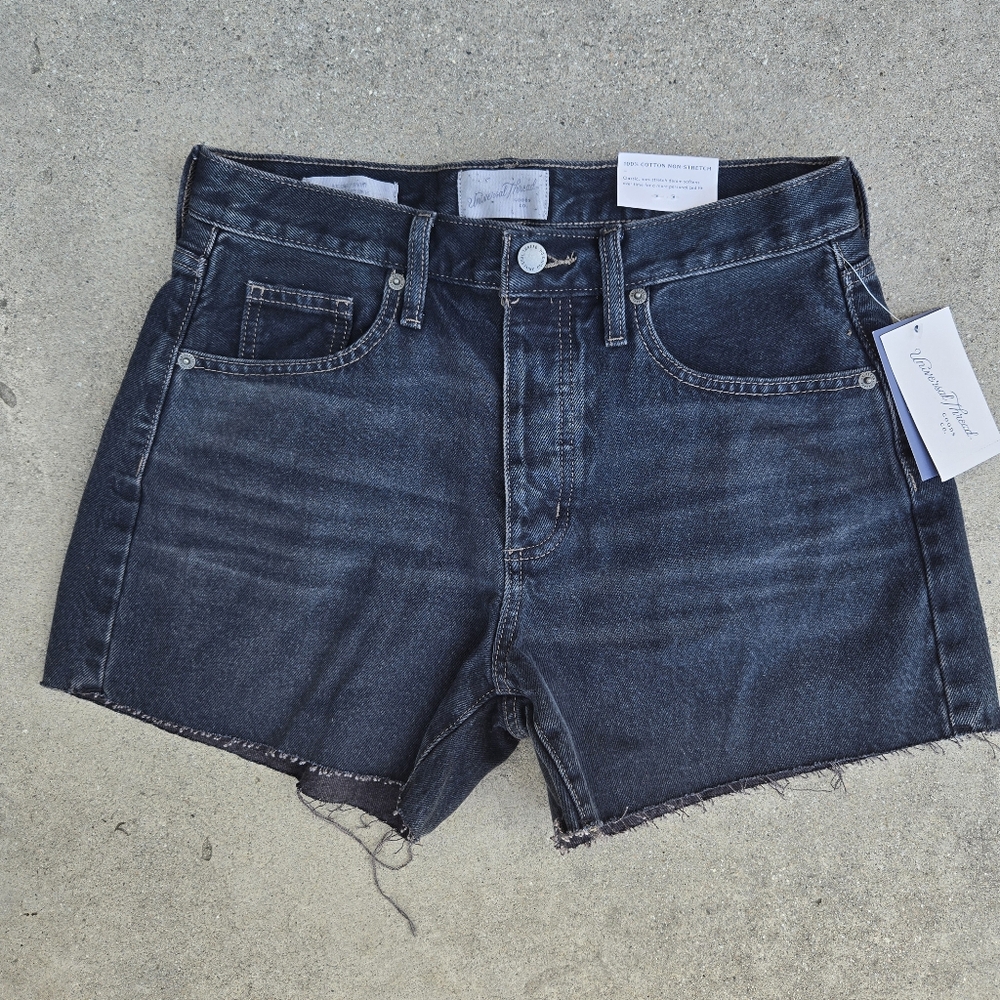 Universal Thread Women's Sz 2 Jean Shorts Mid Rise 90's Baggy Wash Denim Black